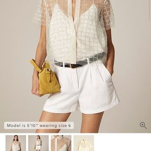 J. Crew Embellished button-up short-sleeve shirt